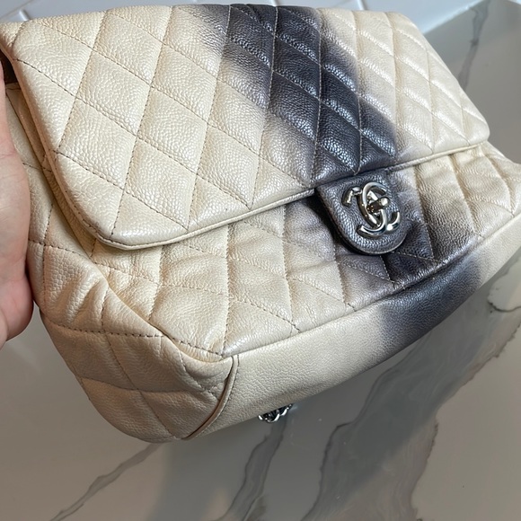 Chanel Jumbo Ivory/Grey ombré stripe bag Limited Edition price firm - Picture 11 of 17